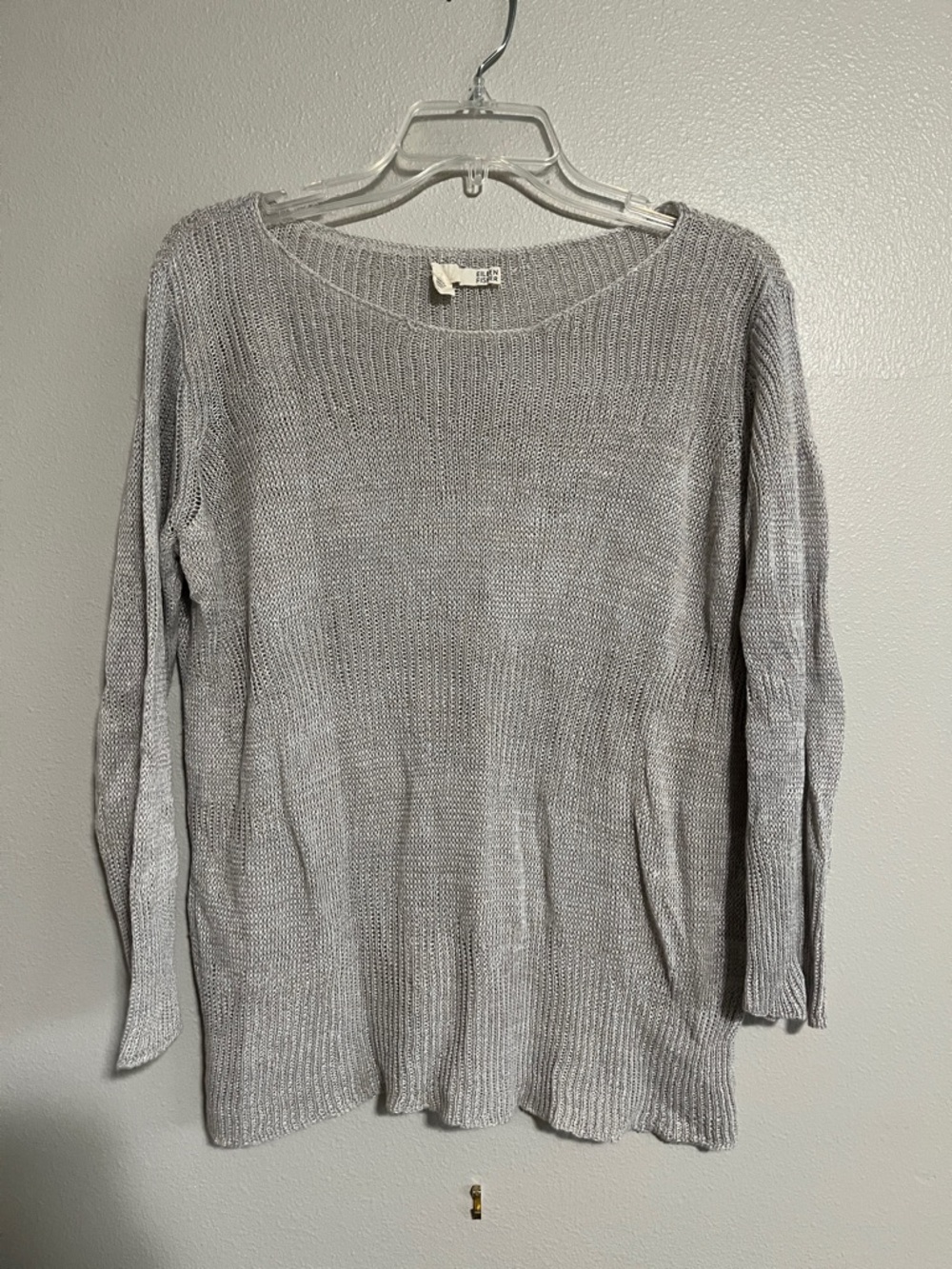 Eileen Fisher Light Gray Crewneck Knit Sweater